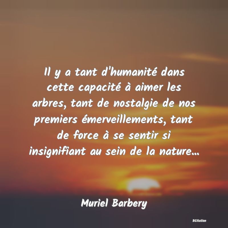 image de citation: Il y a tant d'humanité dans cette capacité à aimer les arbres, tant de nostalgie de nos premiers émerveillements, tant de force à se sentir si insignifiant au sein de la nature...