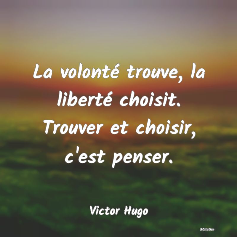 image de citation: La volonté trouve, la liberté choisit. Trouver et choisir, c'est penser.