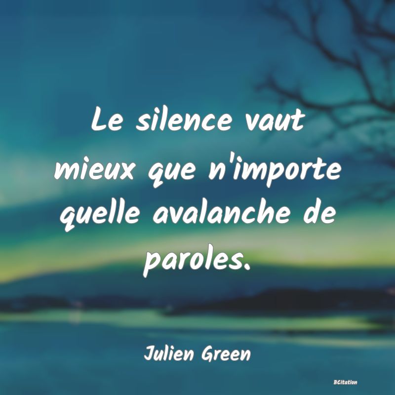 image de citation: Le silence vaut mieux que n'importe quelle avalanche de paroles.