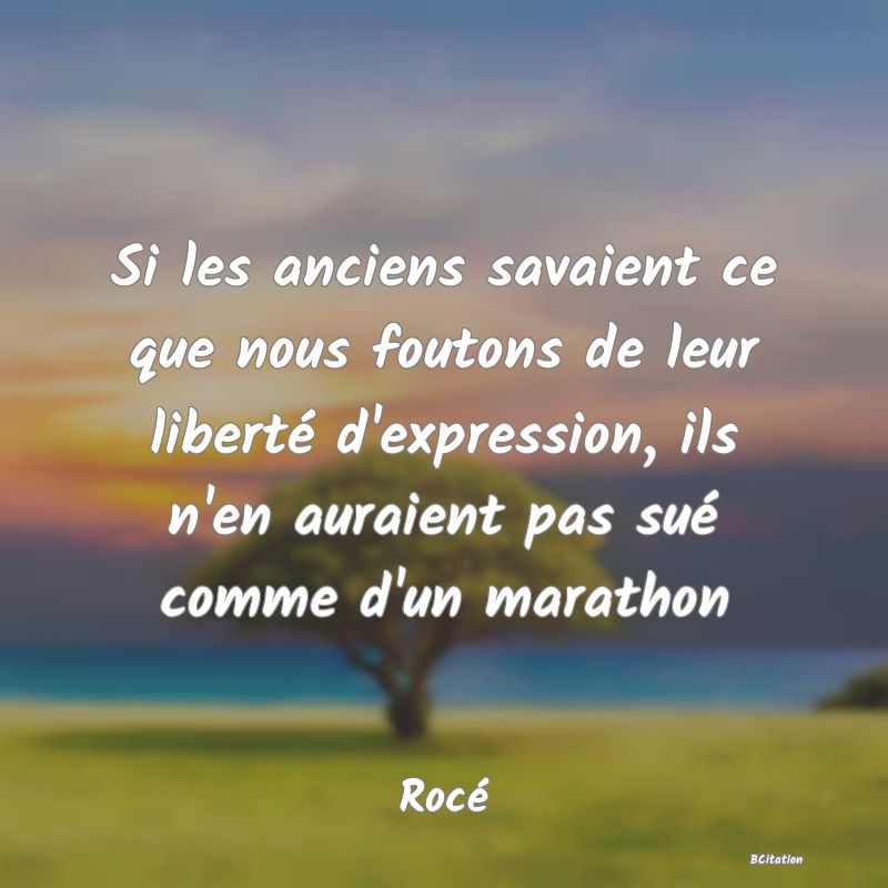 image de citation: Si les anciens savaient ce que nous foutons de leur liberté d'expression, ils n'en auraient pas sué comme d'un marathon