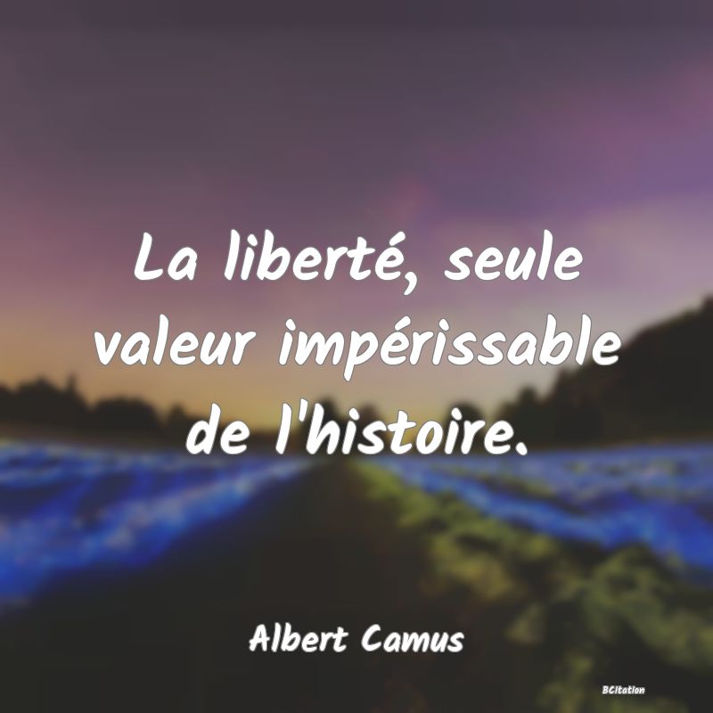 image de citation: La liberté, seule valeur impérissable de l'histoire.