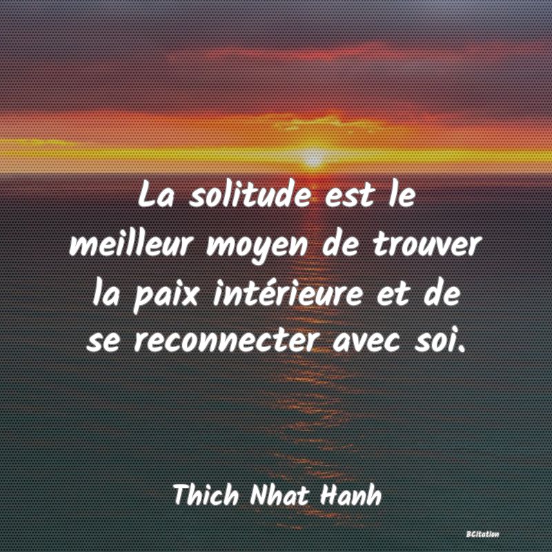 Belle Citation - La solitude est le meilleur moyen de trouver la paix intérieure et de se reconnecter avec soi. - Thich Nhat Hanh