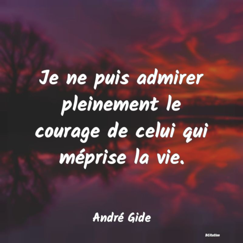 image de citation: Je ne puis admirer pleinement le courage de celui qui méprise la vie.