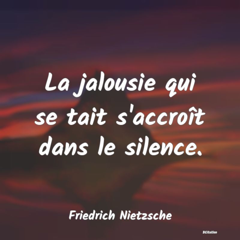 image de citation: La jalousie qui se tait s'accroît dans le silence.