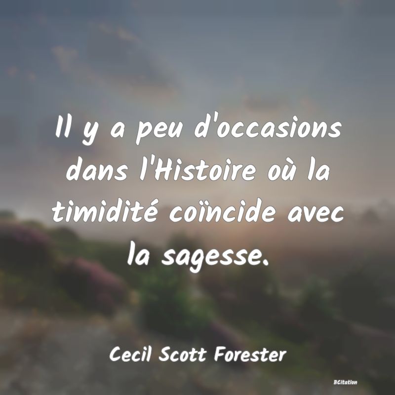 image de citation: Il y a peu d'occasions dans l'Histoire où la timidité coïncide avec la sagesse.