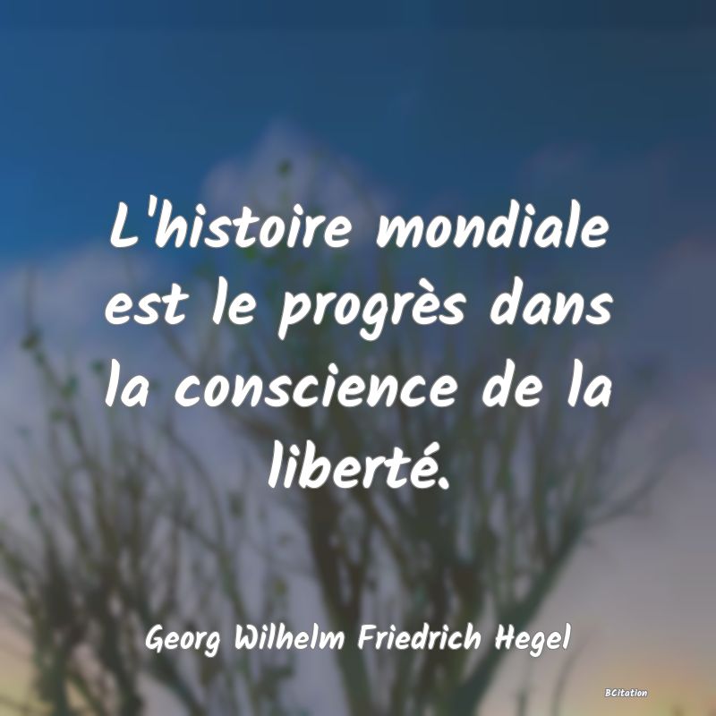 image de citation: L'histoire mondiale est le progrès dans la conscience de la liberté.