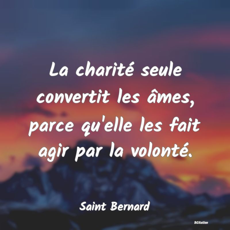 image de citation: La charité seule convertit les âmes, parce qu'elle les fait agir par la volonté.