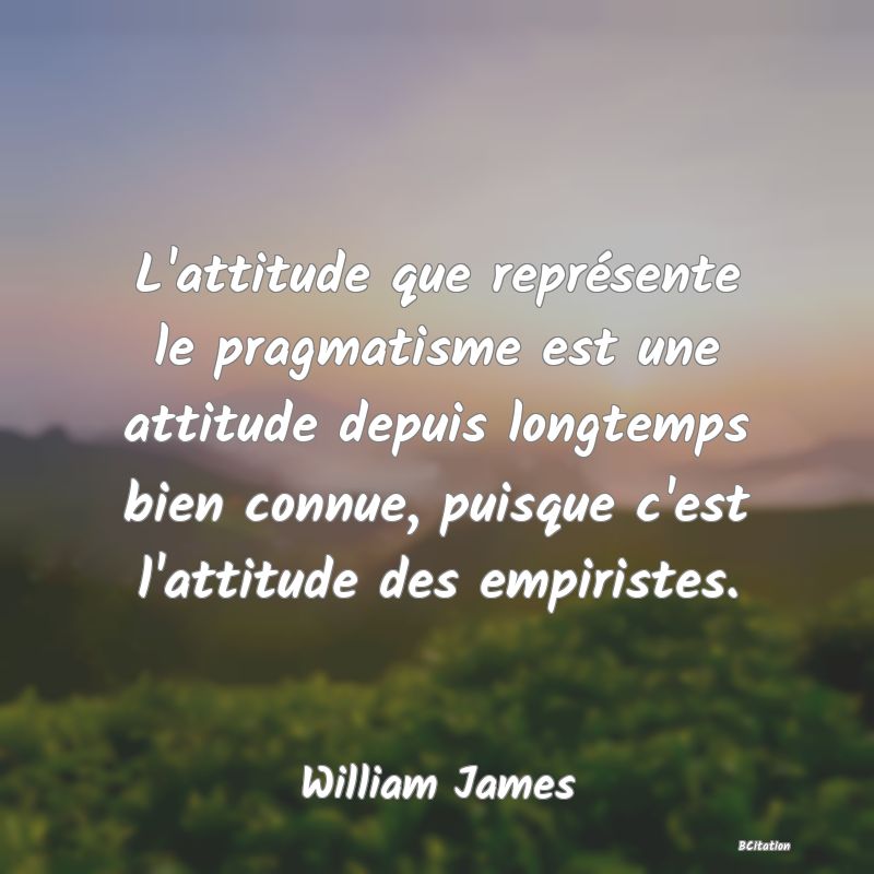 image de citation: L'attitude que représente le pragmatisme est une attitude depuis longtemps bien connue, puisque c'est l'attitude des empiristes.