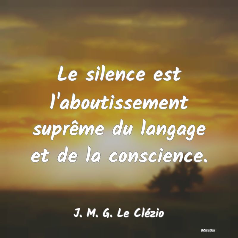 Belle Citation - Le silence est l'aboutissement suprême du langage et de la conscience. - J. M. G. Le Clézio