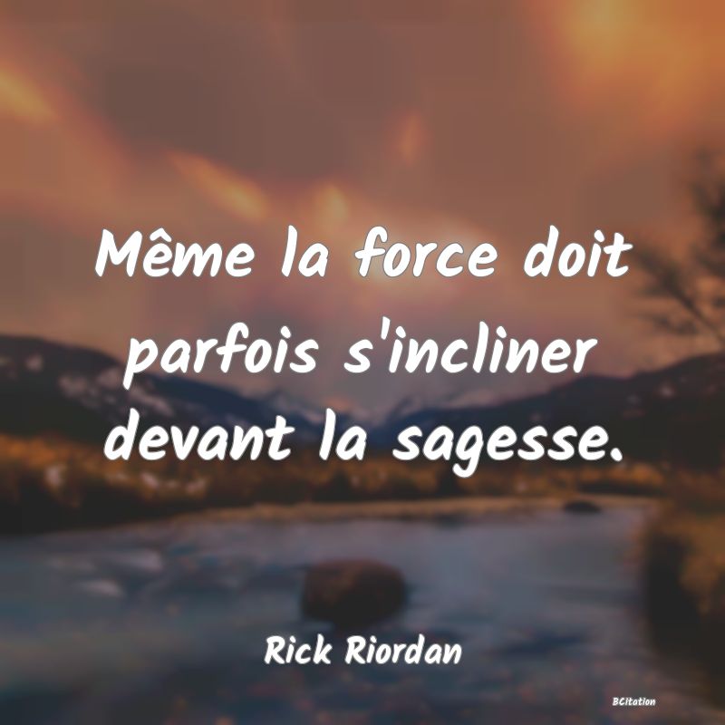 image de citation: Même la force doit parfois s'incliner devant la sagesse.