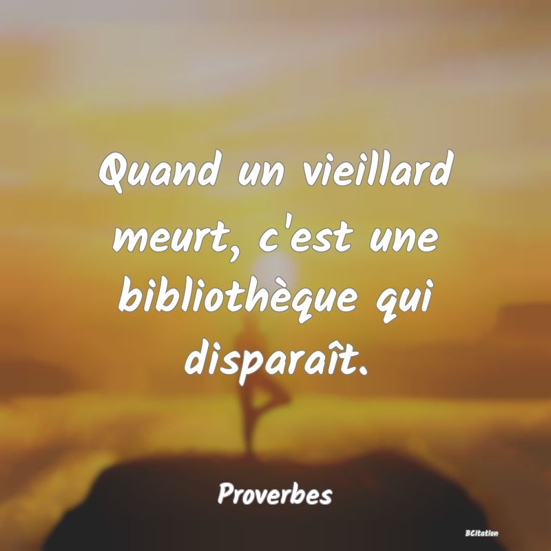 image de citation: Quand un vieillard meurt, c'est une bibliothèque qui disparaît.