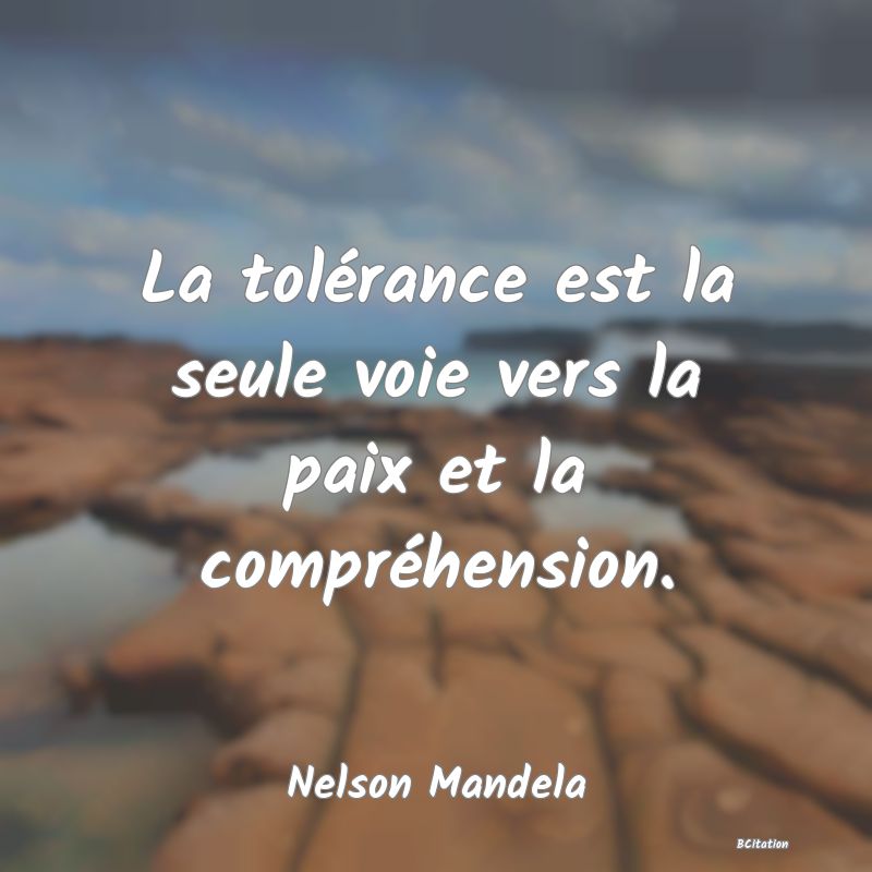 image de citation: La tolérance est la seule voie vers la paix et la compréhension.