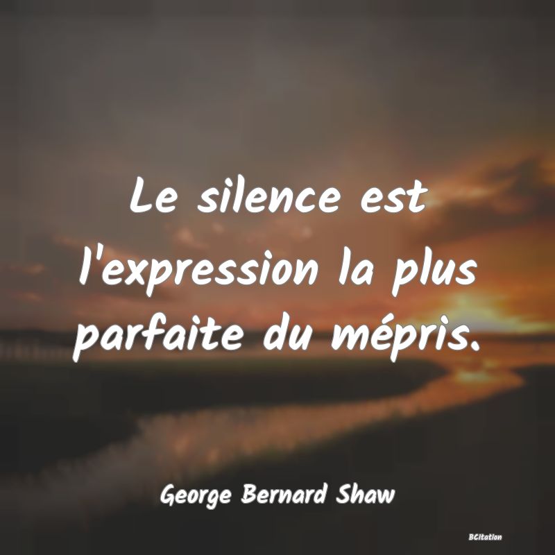 image de citation: Le silence est l'expression la plus parfaite du mépris.