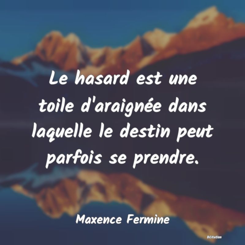 image de citation: Le hasard est une toile d'araignée dans laquelle le destin peut parfois se prendre.