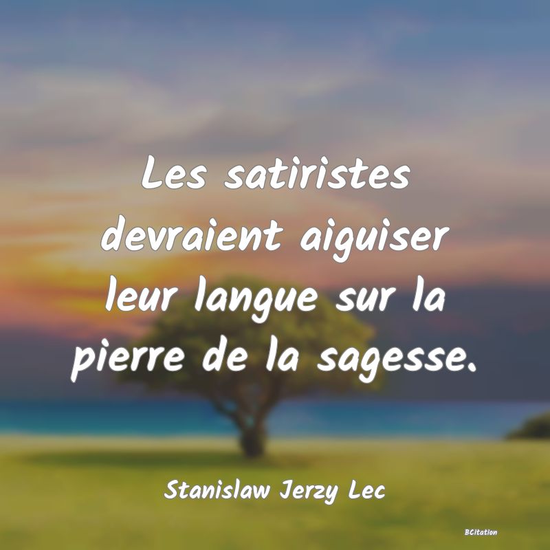 image de citation: Les satiristes devraient aiguiser leur langue sur la pierre de la sagesse.