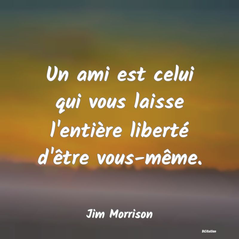 image de citation: Un ami est celui qui vous laisse l'entière liberté d'être vous-même.