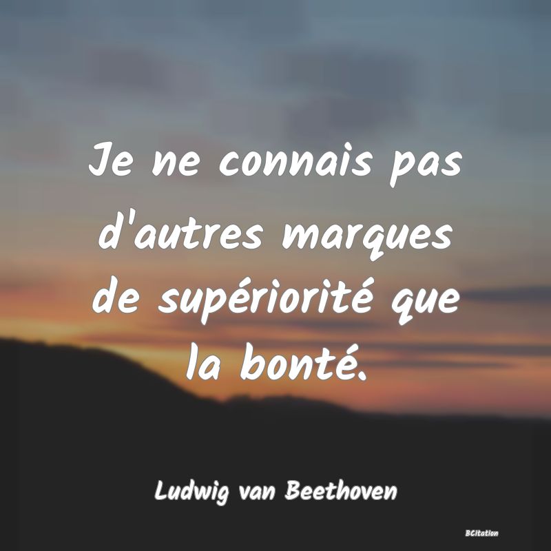 Belle Citation - Je ne connais pas d'autres marques de supériorité que la bonté. - Ludwig van Beethoven