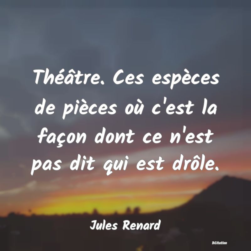 image de citation: Théâtre. Ces espèces de pièces où c'est la façon dont ce n'est pas dit qui est drôle.