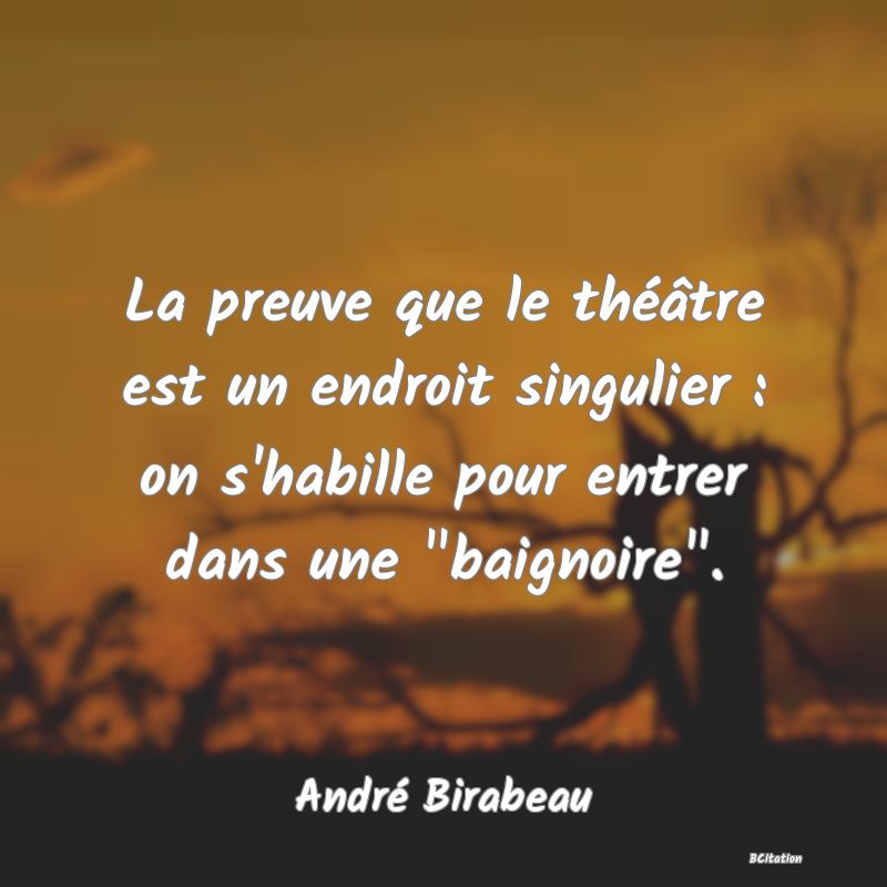 image de citation: La preuve que le théâtre est un endroit singulier : on s'habille pour entrer dans une  baignoire .