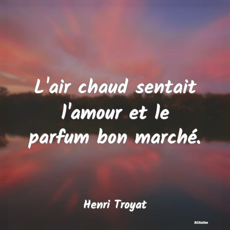 image de citation: L'air chaud sentait l'amour et le parfum bon marché.