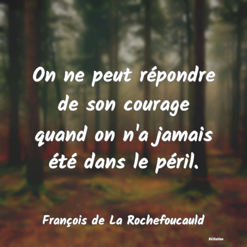 image de citation: On ne peut répondre de son courage quand on n'a jamais été dans le péril.