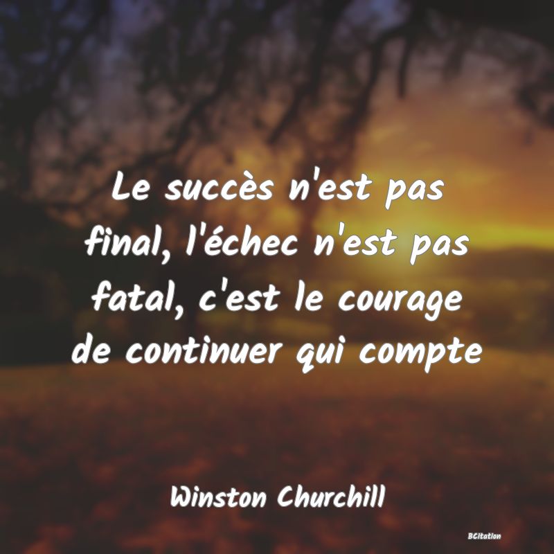 image de citation: Le succès n'est pas final, l'échec n'est pas fatal, c'est le courage de continuer qui compte