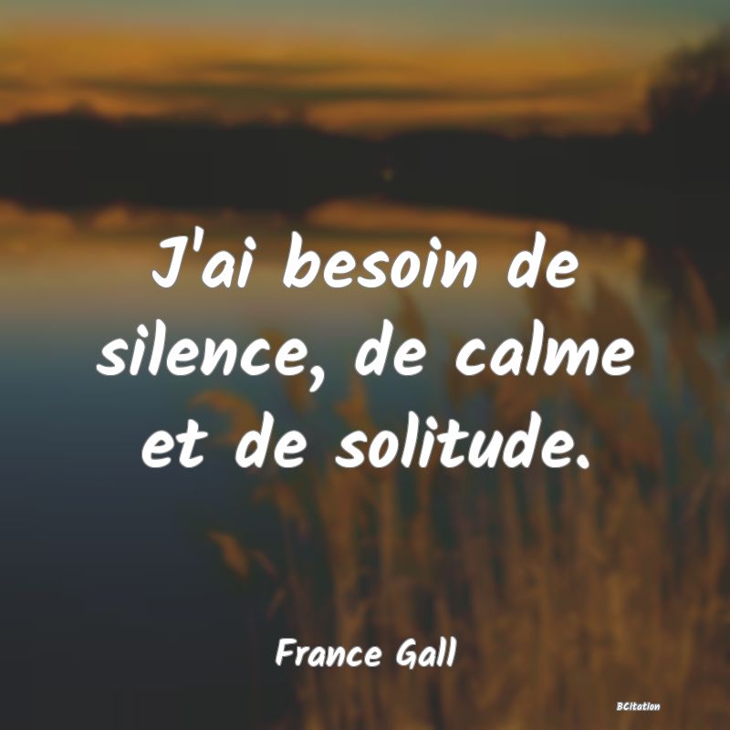 image de citation: J'ai besoin de silence, de calme et de solitude.