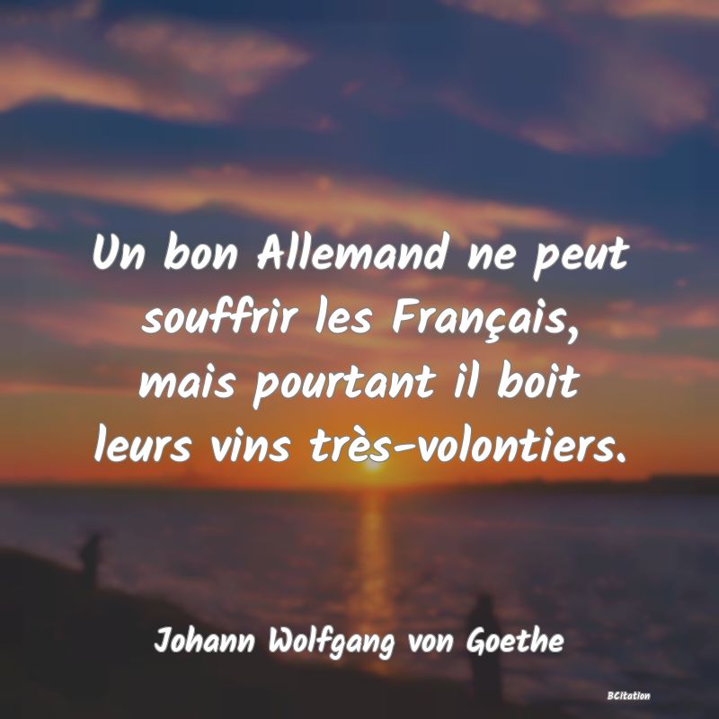 image de citation: Un bon Allemand ne peut souffrir les Français, mais pourtant il boit leurs vins très-volontiers.