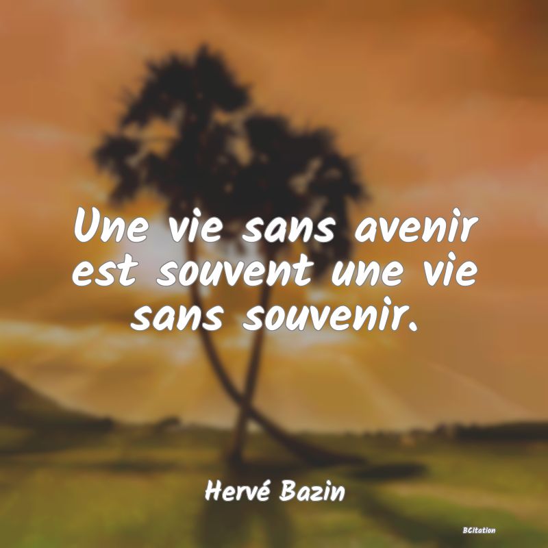 image de citation: Une vie sans avenir est souvent une vie sans souvenir.