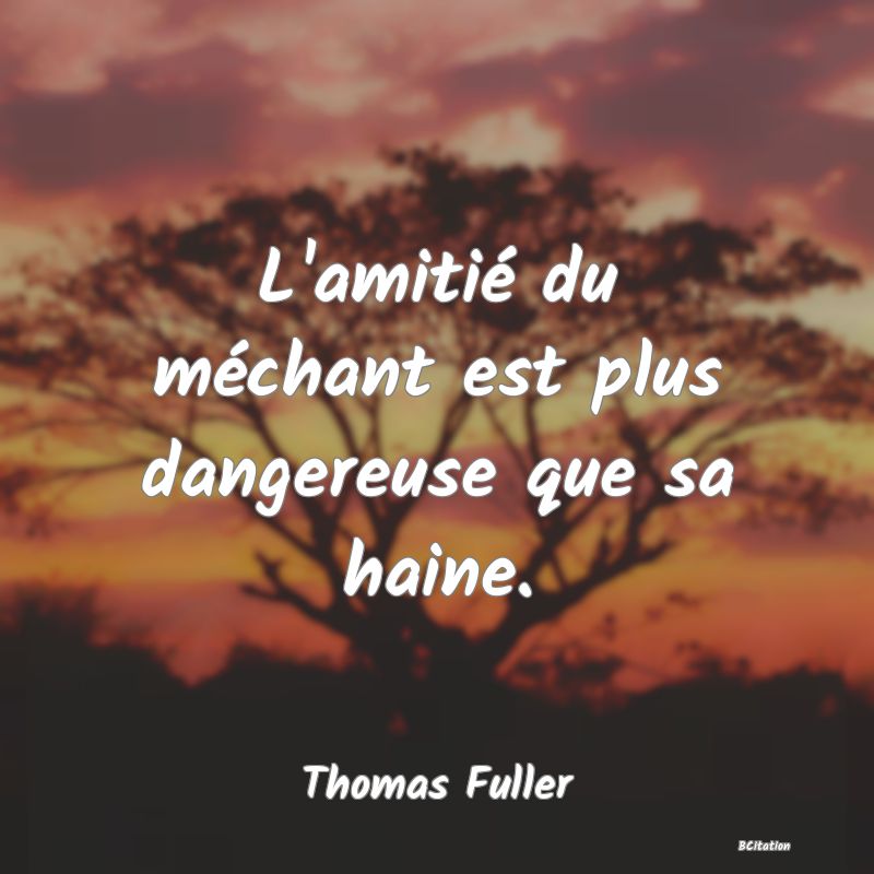 Belle Citation - L'amitié du méchant est plus dangereuse que sa haine. - Thomas Fuller