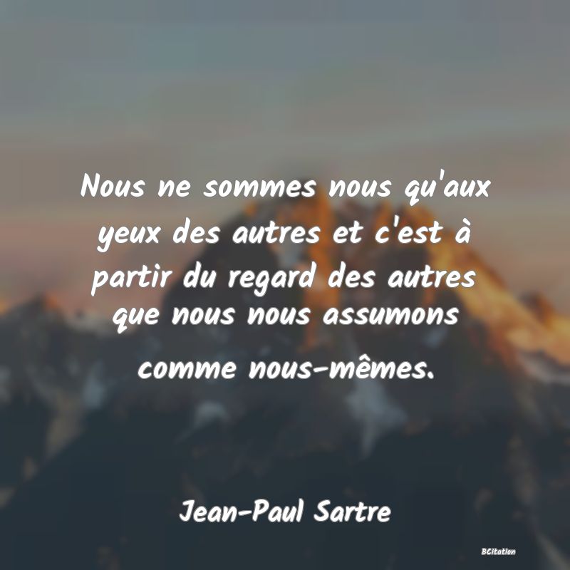 image de citation: Nous ne sommes nous qu'aux yeux des autres et c'est à partir du regard des autres que nous nous assumons comme nous-mêmes.