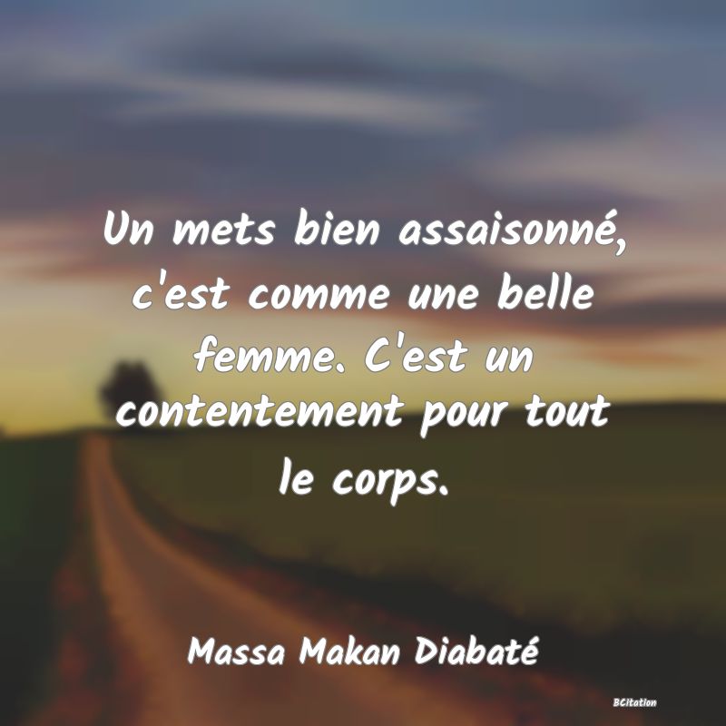 image de citation: Un mets bien assaisonné, c'est comme une belle femme. C'est un contentement pour tout le corps.