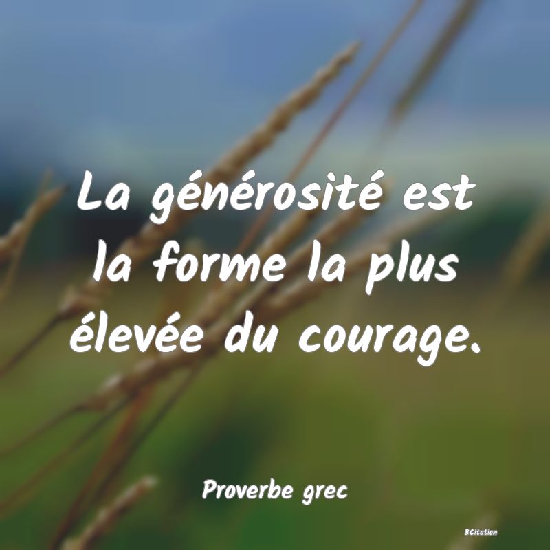 image de citation: La générosité est la forme la plus élevée du courage.