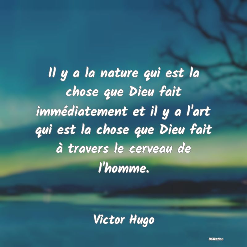 image de citation: Il y a la nature qui est la chose que Dieu fait immédiatement et il y a l'art qui est la chose que Dieu fait à travers le cerveau de l'homme.