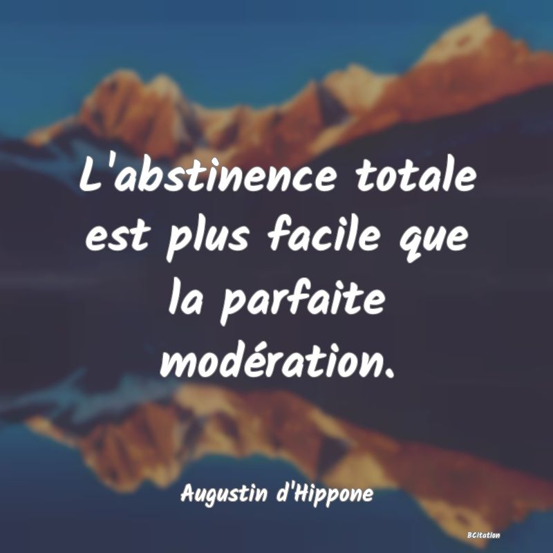 image de citation: L'abstinence totale est plus facile que la parfaite modération.