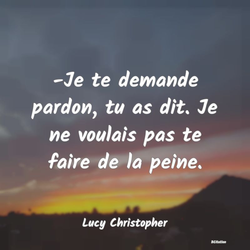 image de citation: -Je te demande pardon, tu as dit. Je ne voulais pas te faire de la peine.