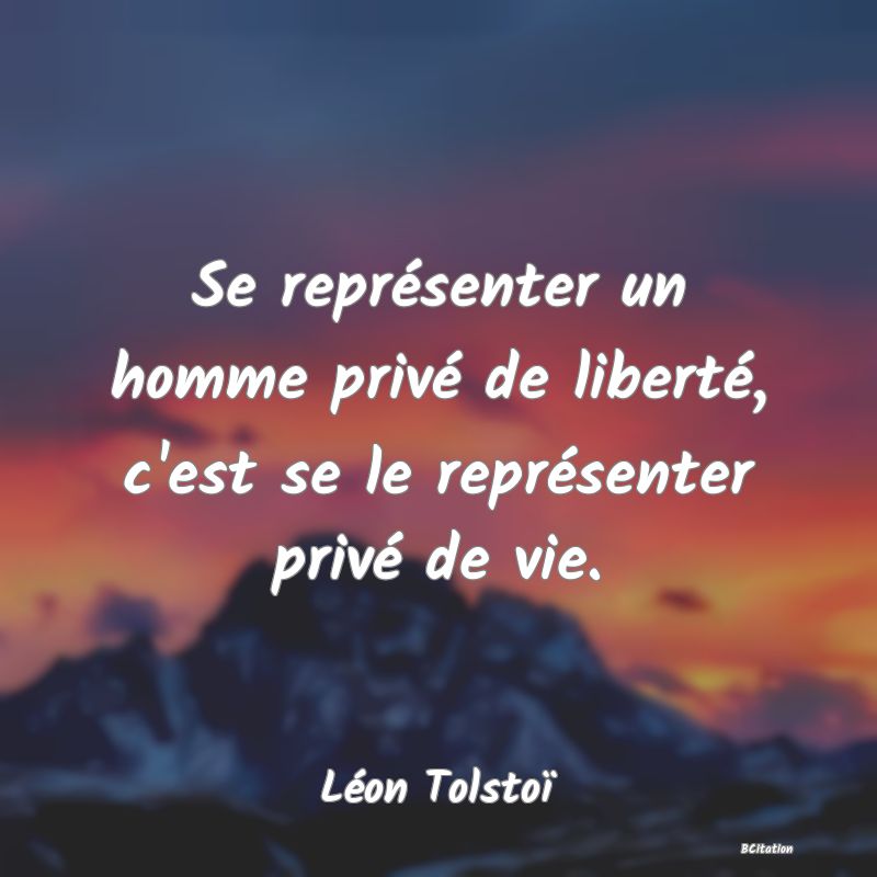 image de citation: Se représenter un homme privé de liberté, c'est se le représenter privé de vie.