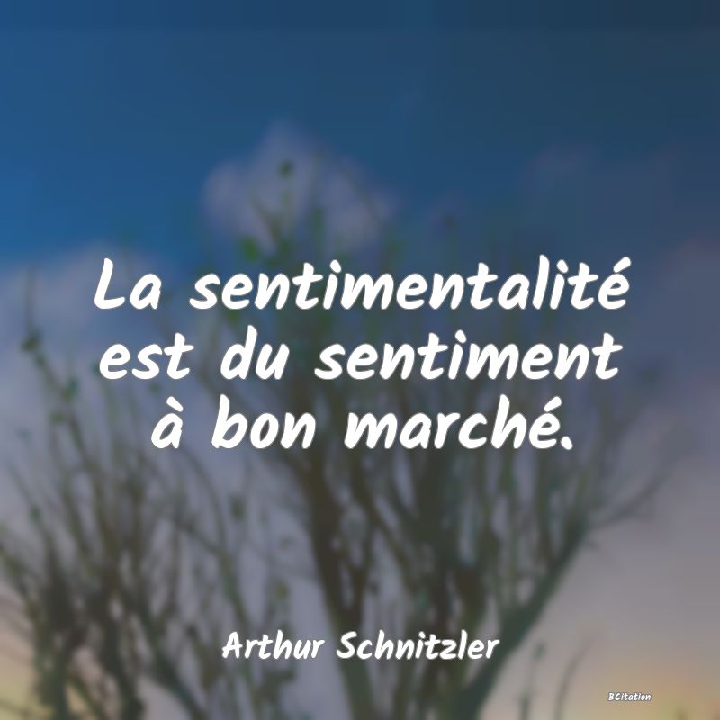 Belle Citation - La sentimentalité est du sentiment à bon marché. - Arthur Schnitzler