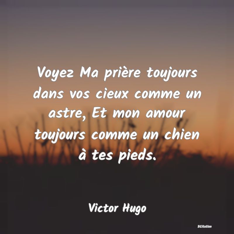 image de citation: Voyez Ma prière toujours dans vos cieux comme un astre, Et mon amour toujours comme un chien à tes pieds.