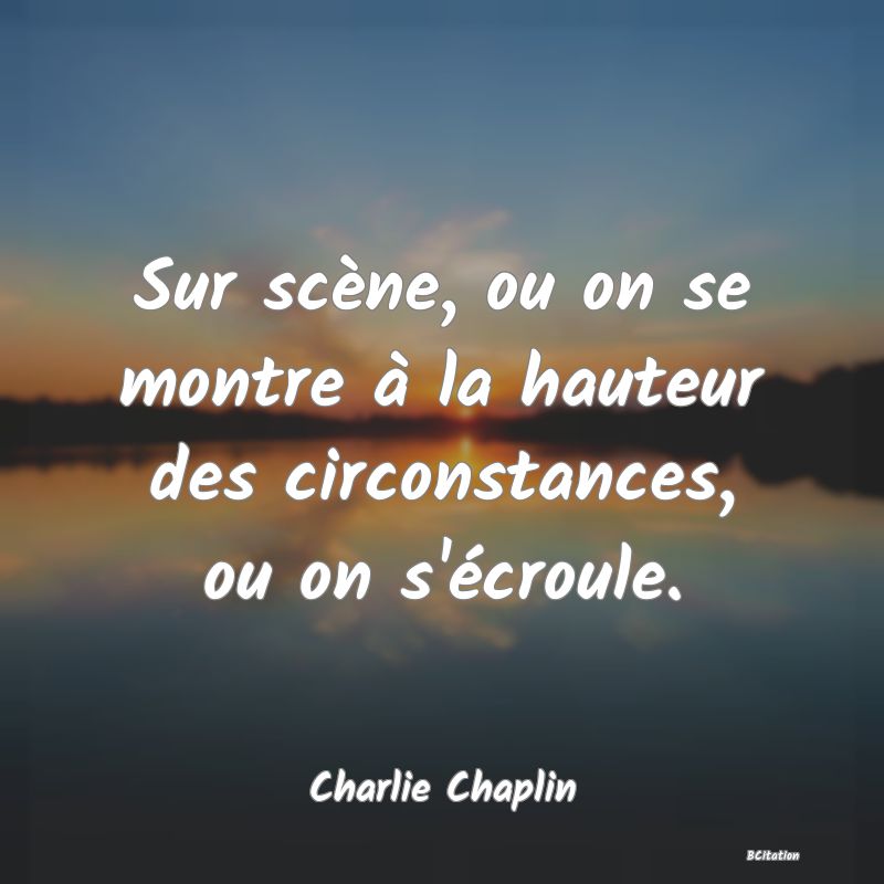 image de citation: Sur scène, ou on se montre à la hauteur des circonstances, ou on s'écroule.