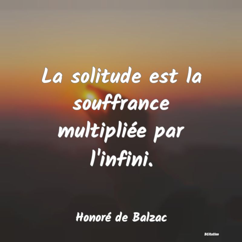 image de citation: La solitude est la souffrance multipliée par l'infini.