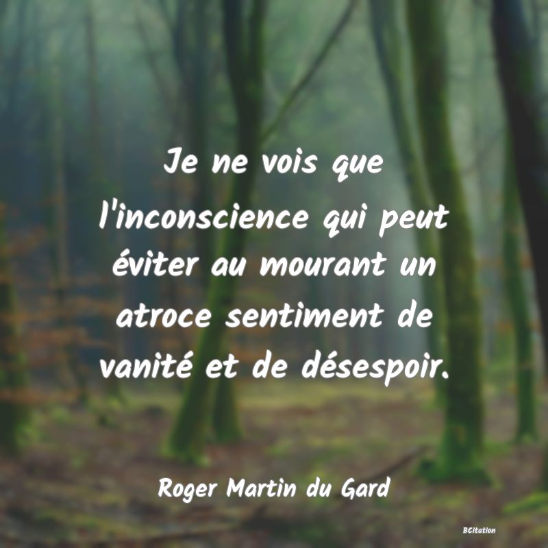 image de citation: Je ne vois que l'inconscience qui peut éviter au mourant un atroce sentiment de vanité et de désespoir.