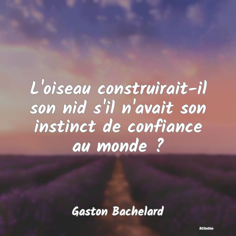 image de citation: L'oiseau construirait-il son nid s'il n'avait son instinct de confiance au monde ?