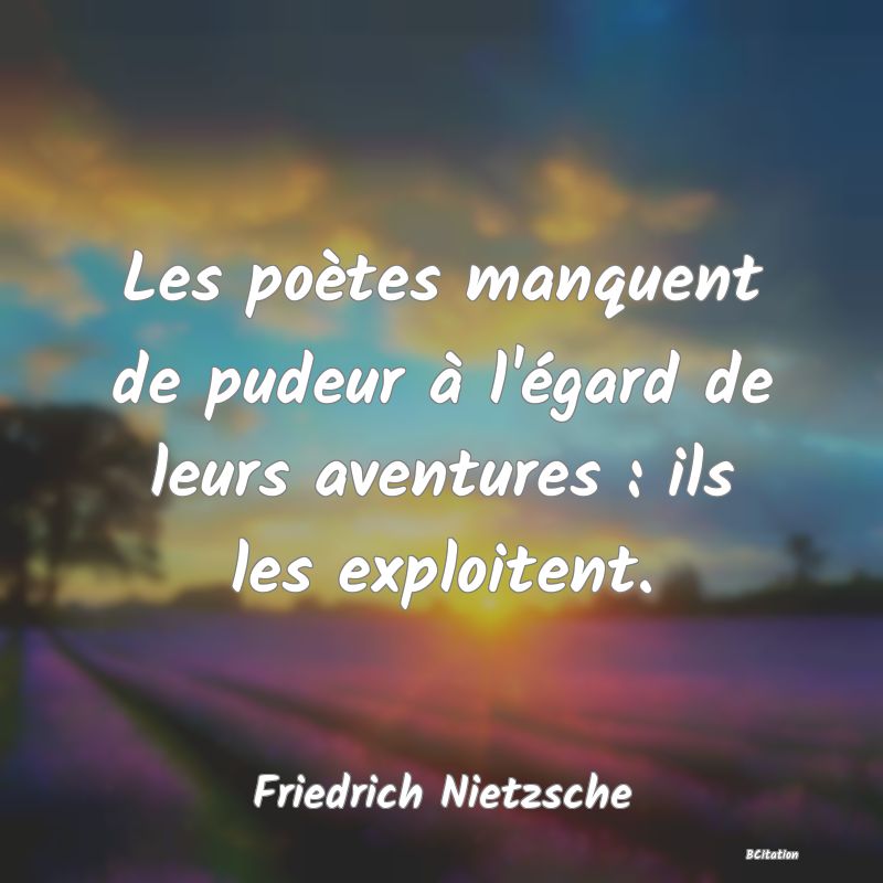 image de citation: Les poètes manquent de pudeur à l'égard de leurs aventures : ils les exploitent.