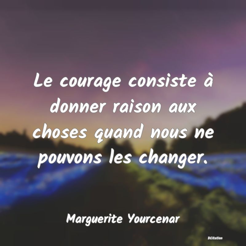image de citation: Le courage consiste à donner raison aux choses quand nous ne pouvons les changer.