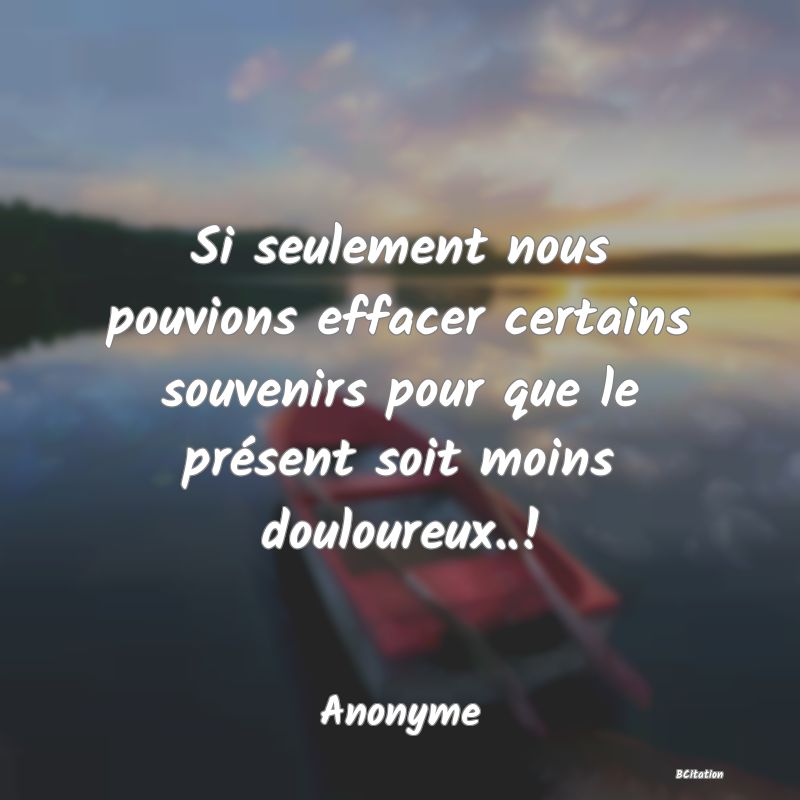 image de citation: Si seulement nous pouvions effacer certains souvenirs pour que le présent soit moins douloureux..!