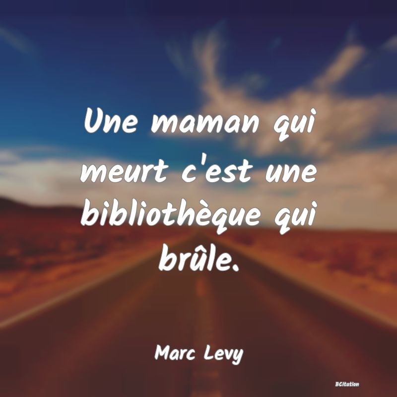 image de citation: Une maman qui meurt c'est une bibliothèque qui brûle.