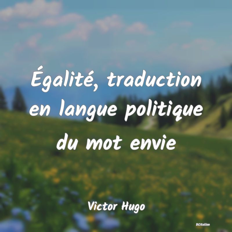 image de citation: Égalité, traduction en langue politique du mot envie