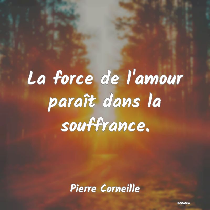 image de citation: La force de l'amour paraît dans la souffrance.