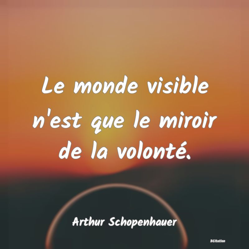 Belle Citation - Le monde visible n'est que le miroir de la volonté. - Arthur Schopenhauer